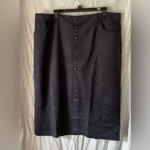 Estate black skirt XLP button front medi suede effect